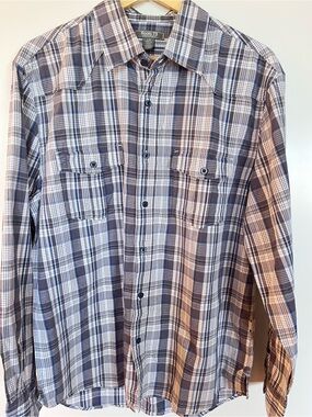 Men’s Roots 73 Plaid Button‑Up Shirt L/G • 100% Cotton • Classic Outdoor Style